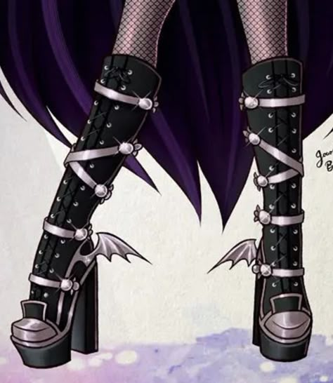 Vtuber Shoes Ideas, Monster High Boots, Monster High Heels, Anime Heels, High Heels Drawing, Heel Drawing, Monster High Shoes, Magic Shoes, Pastel Goth Outfits