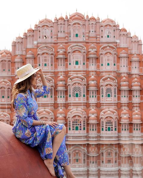 a labor of love, raahi living is my heart and soul poured into every stitch, every hue. countless sleepless nights, pondering colour… | Instagram Rajasthan Poses, Hawa Mahal Photography, Jaipur Photos, Jaipur Itinerary, City Palace Jaipur, Jaipur Travel, Hawa Mahal, Royal City, Indian Photoshoot