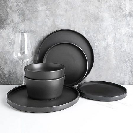 Matte Plates, Black Dinnerware, Dishware Sets, Kitchen Plate, Stoneware Dinnerware Sets, Stoneware Dishes, Stoneware Dinnerware, Unique Kitchen, Dish Sets