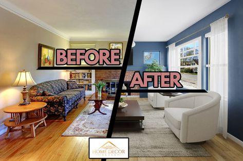 13 Extraordinary Before and After Living Room Transformations [With 13 Different Wall Colors!] 2 Walls Painted Living Room, Living Room Transformation Before After, Plain Living Room Makeover, Small Living Room Before And After, Paint Before And After, Living Room Makeover Before And After, Living Room Remodel Before And After, Living Room Before And After, Painting Living Room Ideas