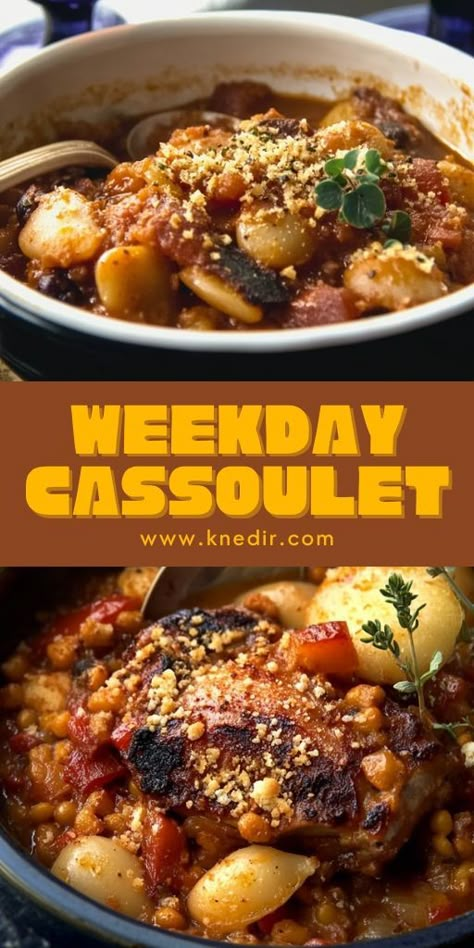 🍲🇫🇷 Simplify your weeknight dinners with this flavorful Weekday Cassoulet! Inspired by the traditional French dish, this version is quicker but just as delicious, packed with tender beans, sausage, and savory herbs. Perfect for a cozy meal that feels fancy but is easy to make! 🥖 👉 Save this recipe for a satisfying dinner tonight! #Cassoulet #WeeknightMeals #EasyDinnerRecipes #FrenchFood #ComfortFood #OnePotMeals #BeanRecipes #CozyMeals #DinnerInspo Cassoulet Bean Recipe, Cassoulet Recipe Easy, French Cassoulet Recipe, Cassoulet Recipe, Stove Top Recipes, French Dishes, Cozy Meals, Winner Winner Chicken Dinner, Gluten Free Cooking