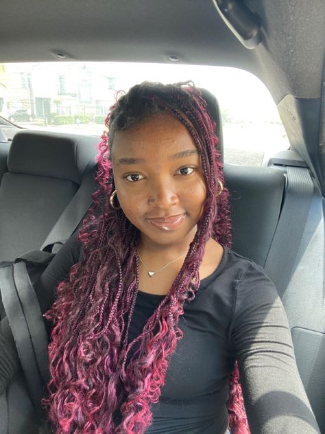 Dark Pink Braids, Brown And Purple Braids, Magenta Braids, Pink And Purple Braids, Purple Twists, Brown And Pink Braids, Purple Box Braids, Colored Braids, Cute Box Braids Hairstyles