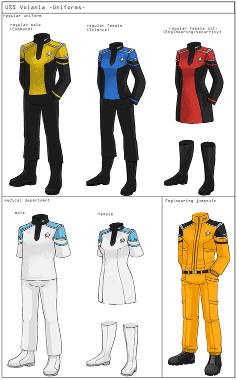 Starfleet Uniform Concept, Star Trek Uniforms Concept, Space Uniform, Sci Fi Uniform, Trekking Outfit Women, Tactical Suit, Trekking Outfit, Star Trek Data, Star Trek Costume