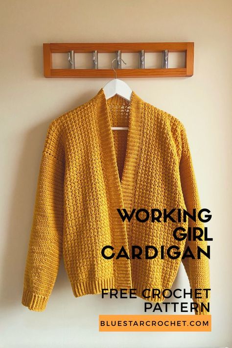 easy beginner friendly crochet cardigan - The Working Girl Cardigan- is a free crochet cardigan pattern on the blog! It has a simple construction and instructions for sizes XS-5XL. There are 2 different alternatives for sleeves- plain and textured and also for the neckline- shawl collar neckline or mock ribbing neckline. check out the free crochet cardigan pattern for women on my blog Crochet Cardigan Pattern Free Women, Knit Designers, Free Crochet Cardigan, Modern Haken, Crochet Cardigan Tutorial, Crocheted Cardigan, Crochet Cardigan Free, Crochet Cardigan Pattern Free, Lucet