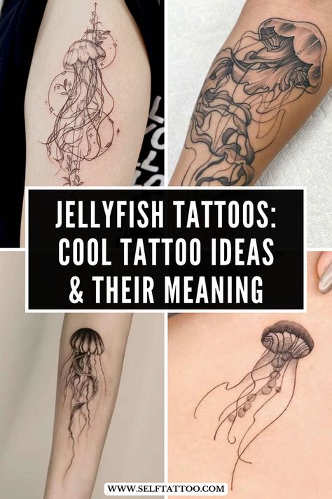 Explore the meaning of jellyfish tattoos with our insightful guide, perfect for those seeking floral and moon-inspired designs. Discover simple and small tattoos, as well as minimalist options ideal for expressing your style. Dive into our article for inspiration on creating fine line jellyfish tattoos that make a statement Small Marine Life Tattoos, Tattoo Jellyfish Minimalist, Jellyfish Tattoo Meaning, Cool Tattoo Ideas, Self Tattoo, Tattoo Jellyfish, Tattoos Cool, Unique Small Tattoo, Men's Small Tattoo