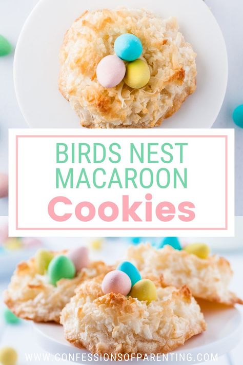 Check out these adorable coconut Macaroon Easter Nests you can do with your kids this Easter! Following this simple Recipe and create memories in the kitchen this holiday! Easter Nests Recipe, Recipes For Easter, Traditional Easter Recipes, Healthy Easter Recipes, Easter Food Appetizers, Coconut Macaroon, Kid Friendly Dessert, Macaroon Cookies, Cookie Base