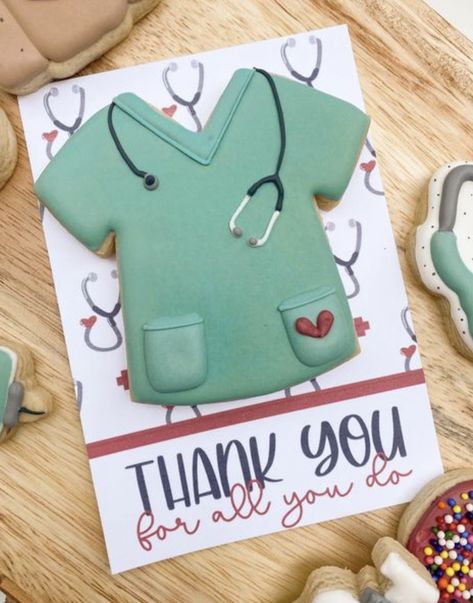 Nurse Appreciation Cookies Decorated, Syringe Cookies, Nurses Cookies, Doctor Cookies, Medical Cookies, Nurse Cookies, Cookie Cake Decorations, Thank You Cookies, Sugar Cookie Icing