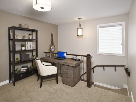 The perfect little office nook at the top of the stairs!  Pairing the sleek, feminine lines of the chair with more rustic time-worn pieces like the desk and accessories.  - Nantucket Showhome Small Loft Ideas Upstairs, Loft Area Ideas Upstairs, Small Upstairs Hallway, Small Loft Ideas, Loft Decorating Ideas, Upstairs Loft Ideas, Loft Ideas Upstairs, Loft Decorating Ideas Upstairs, Loft Office Ideas