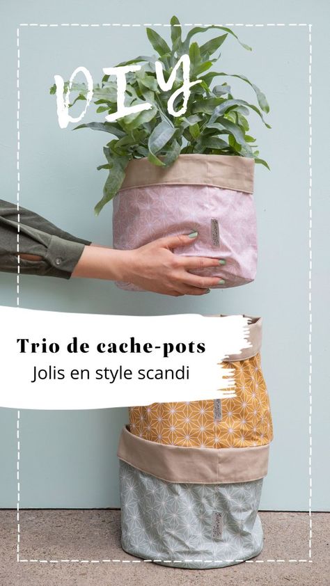 Coudre un cache-pot en tissu avec le tuto de KREANDO Cache Pot, Planter Pots, Couture, Fan