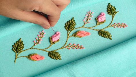 Embroidery Enthusiasts Unite: Handcrafted Flower Masterclass | #handcrafted #embroidery #flowers | By Breezy Embroidery Saree Embroidery Design Sketch, Border Hand Embroidery Designs Patterns, Saree Border Designs Embroidery, Saree Embroidery Design Simple, Hand Embroidery Border Designs, Easy Hand Embroidery, Pastel Outfits, Wilcom Embroidery, Basic Hand Embroidery Stitches