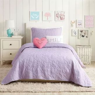 Purple Girls Bedroom, Urban Playground, Purple Bedding, Cotton Quilt Set, Purple Bedroom, Purple Rooms, Girls Heart, Heart Quilt