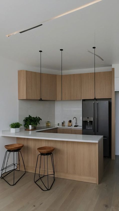 Transform Your Small Kitchen: 15 Stunning Design Ideas - pulsepathlife.com Kitchen American Style, Style Small Apartment, Small American Kitchen, Modern Small Kitchen Design Ideas, Small Kitchen Modular Design, Modern Small Kitchen Design, American Kitchen Design, Stylish Small Kitchen, Apartment Kitchens