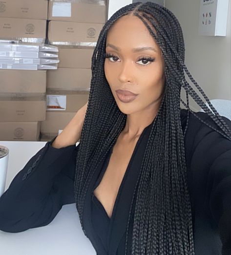 Small Waist Length Box Braids, Long Small Braids, Small Box Braids Long Black Women, Knotless Micro Braids, Single Braids For Black Women, Professional Braids, Regular Braids, Vacation Braids, Healthy Black Hair