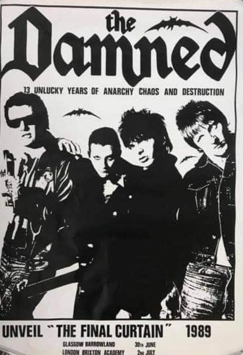 The Damned Band, Mother Flower, Brixton Academy, Dark Wave, Sid Vicious, I Love My Girlfriend, Music Hall, Estilo Punk, Band Posters