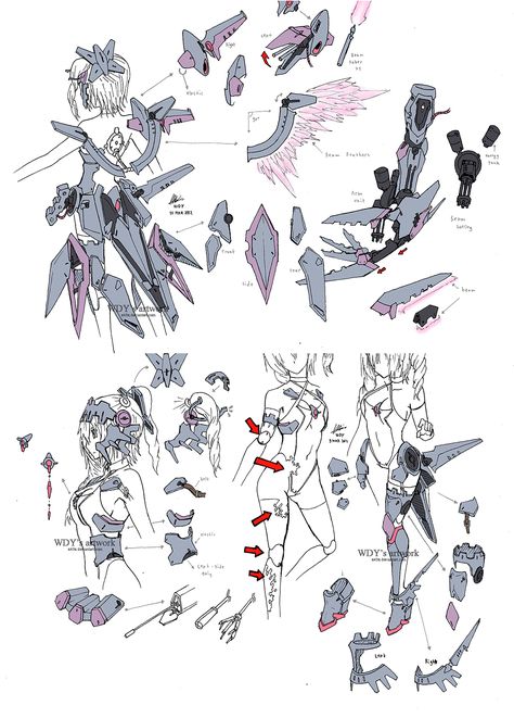 OC mecha musume (armor concept) by ~x43x on deviantART Mecha Ear Piece, Hand Armor Design, Mecha Bodysuit, Mecha Boots, Mecha Headset, Mecha Wings, Mecha Hand, Gluteal Fold, Mecha Armor