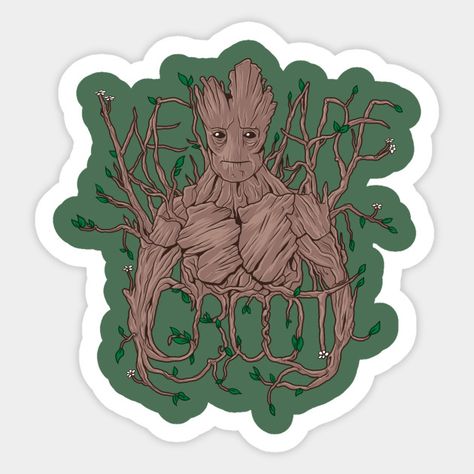 We Are Groot, Superhero Stickers, Weird Stickers, Cute Laptop Stickers, Avengers Comics, Small Magnets, Tattoo Idea, Cultura Pop, Fantasy Artwork