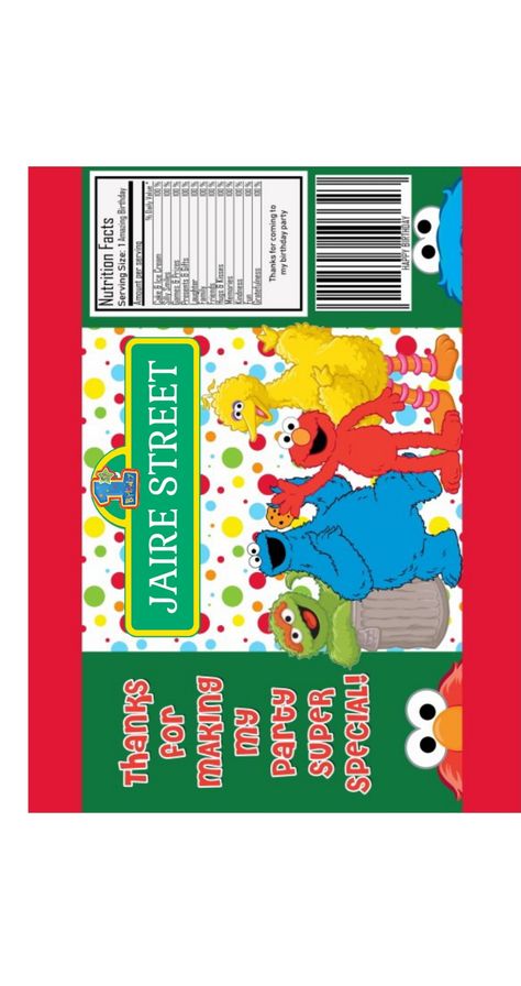 Sesame Street Party Favors, Elmo Party, Sesame Street Birthday Party, Sesame Street Party, Safari Birthday Party, Sesame Street Birthday, Chip Bags, Safari Birthday, Candy Buffet