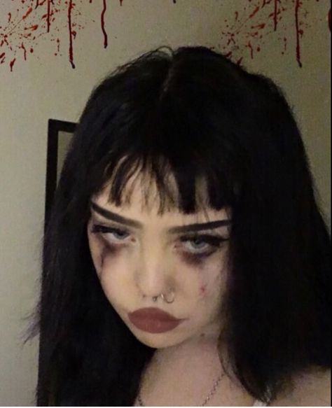 ✧* @maciebby *✧ Alt Makeup, Smink Inspiration, Alternative Makeup, Makijaż Smokey Eye, Halloween Makeup Easy, Edgy Makeup, Goth Makeup, Grunge Look, Grunge Girl