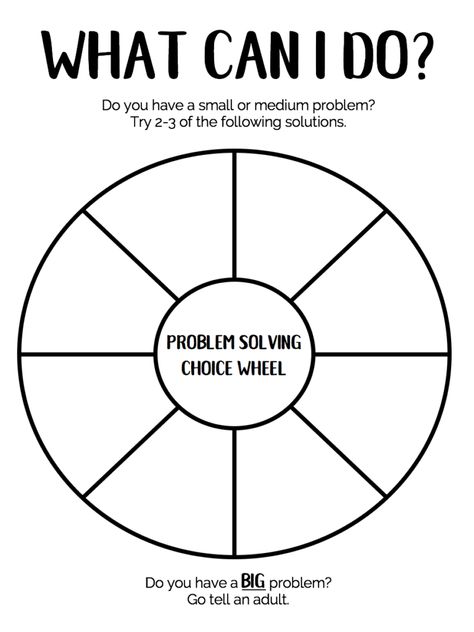 Coping Skills Wheel, Problem Solving Activities For Kids, Wheel Of Choice, Choice Template, Problem Solving Worksheet, Counseling Worksheets, Problem Solving Strategies, Problem Solving Activities, Counseling Kids