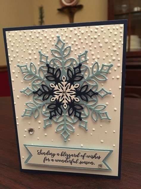 Diy Christmas Snowflakes, Christmas Cards 2018, Christmas Snowflakes Decorations, Christmas Card Ideas, Stamped Christmas Cards, Snowflake Cards, Homemade Christmas Cards, Stampin Up Christmas Cards, Christmas Card Crafts