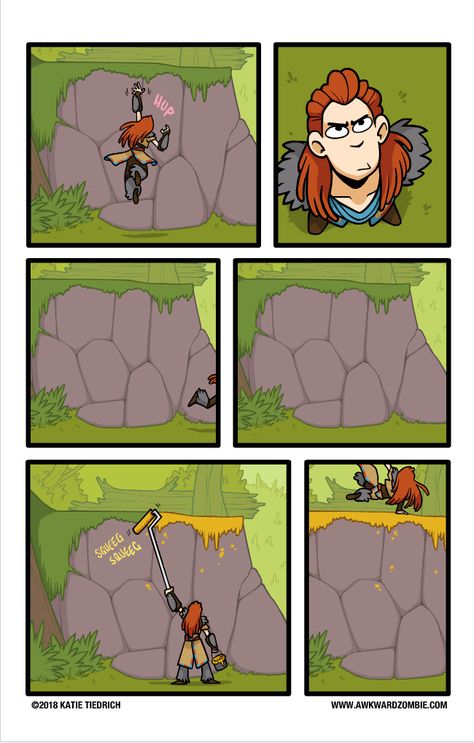 Awkward Zombie, Horizon Game, Video Game Logic, Horizon Zero Dawn Aloy, Golden Opportunity, Forbidden West, Funny Comic Strips, Online Comics, Video Game Memes