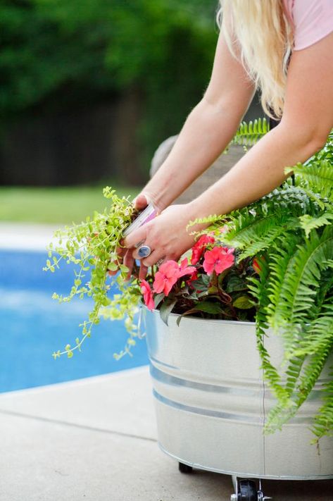 Throwing Shade: DIY Rolling Umbrella Stand Planter Diy Umbrella Base, Patio Umbrellas Diy, Outdoor Umbrella Table, Outdoor Umbrella Lights, Diy Umbrella, Best Patio Umbrella, Pots Ideas, Outdoor Umbrella Stand, Concrete Patios