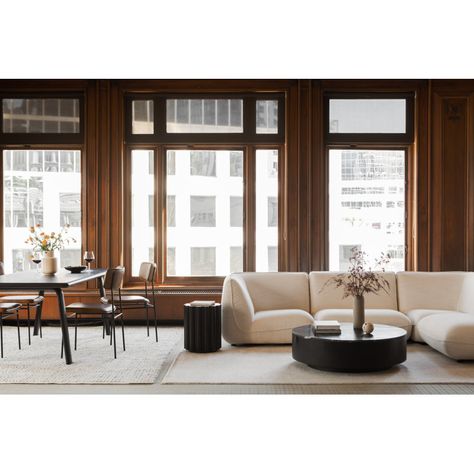 AllModern Broadus Coffee Table & Reviews | Wayfair White Sectional, Sectional With Ottoman, White Upholstery, Base Design, Living Room Bookcase, Ottoman In Living Room, Corner Chair, Corner Sectional, Modular Sectional