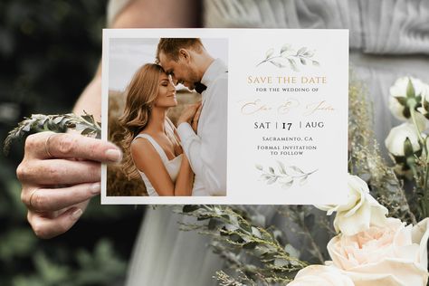 Save The Date With Photo, Wedding Program Sign, Save The Date Pictures, Save The Date Cards Wedding, Date Photo, Save The Date Designs, Photo Save The Date, Save The Date Template, Save The Date Photos