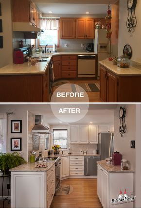 3 New Cabinet Refacing Ideas to Get You Started on Your Kitchen Remodeling Project Casa Disney, Before After Kitchen, Refacing Kitchen Cabinets, Kitchen Diy Makeover, Kabinet Dapur, Diy Kitchen Renovation, Cabinet Refacing, Cabinet Remodel, Kitchen Cabinets Makeover