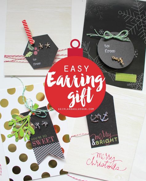 earring gift idea Handmade Holiday Gifts, Craft Stalls, Easy Christmas Gifts, Stocking Gifts, Heidi Swapp, Earring Cards, Handmade Holiday, Christmas Earrings, Christmas Gift Wrapping