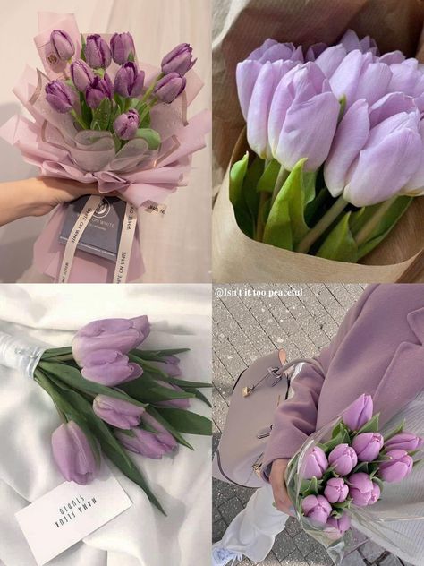 Flowers For Home Decor, Tulip Flower Pictures, Pretty Flowers Pictures, Luxury Flower Bouquets, Boquette Flowers, Tulip Bouquet, Purple Tulips, Nothing But Flowers, Flower Therapy