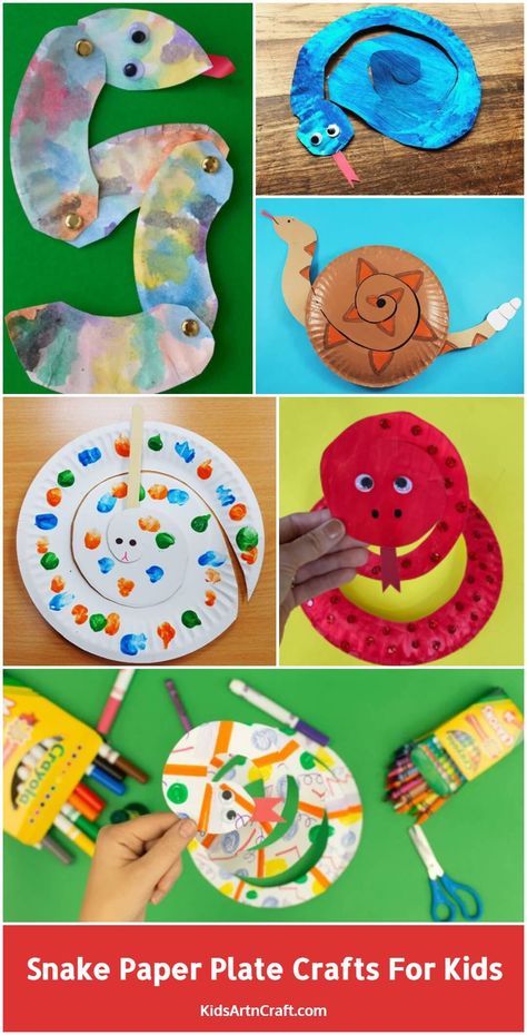 Snake Paper Plate Crafts for Kids - Kids Art & Craft Snake Crafts For Kids, Snake Art For Preschoolers, S Is For Snake Craft, Snake Art And Craft For Preschool, S For Snake Preschool Craft, Snake Plate Craft, Construction Paper Art, Snake Crafts, Paper Plate Animals