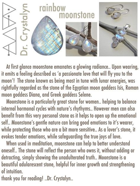 Dr C says know your rainbow moonstone! Herb Facts, Cunning Folk, Wicca Spells, Crystal Shelves, Magic Stones, Crystal Properties, Air Fire, Clothing Art, Art Rainbow