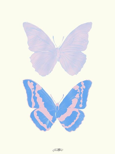 danish pastel aesthetic printable wall collage Butterflies, Pastel, Pink, Blue, White, Art