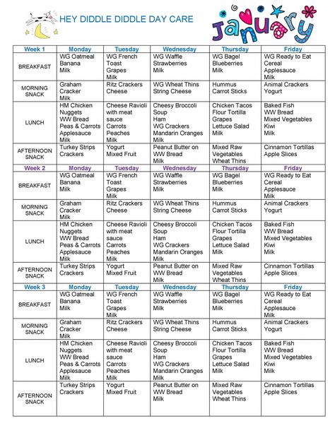 Sample of editable monthly child care menu templates jandec child care menu template. Child care menu template, A restaurant is a enormous area of the restaurant's new identity. It reflects that you are in the market. Menus should be vi... Daycare Meal Plan, Daycare Menu Ideas, Daycare Lunch Menu, Care Meals, Vegetable Lunch, Toddler Menu, Daycare Meals, Monthly Menu, Daycare Menu