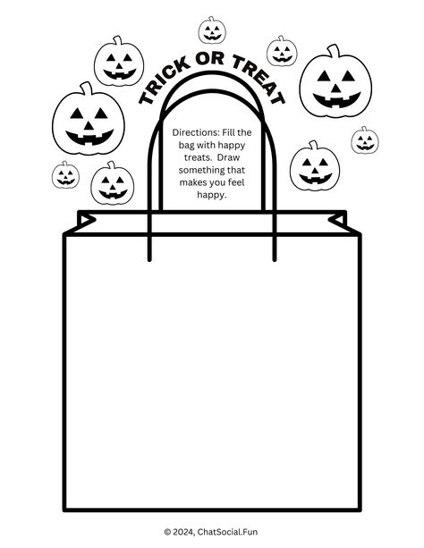 Trick or Treat Happy Treats Free Worksheet - Identify what helps you to feel happy.  Nice for elementary counseling.  Create a fall or Halloween bulletin board. Halloween Counseling Activities, Thanksgiving Bulletin Boards, Friendship Skills, Halloween Bulletin Boards, Counseling Worksheets, Perspective Taking, Elementary Counseling, Halloween Activity, Therapeutic Art