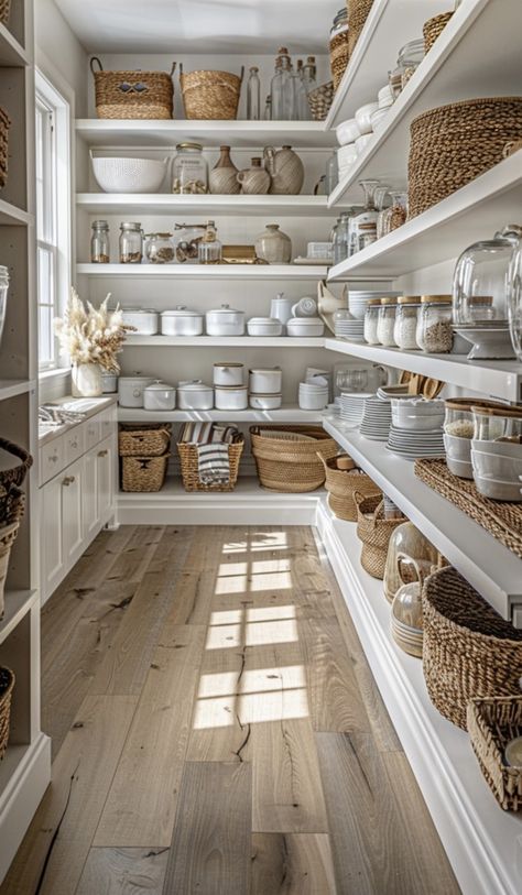 Real Life Pantry Organization, Walk In Pantry With Fridge And Sink, Diy Pantry In Closet, Walk In Laundry Pantry, Pantry Room With Freezer, Farmhouse Pantry Shelves, 8x10 Pantry Layout, 7x7 Walk In Pantry Layout, Large Pantry Layout