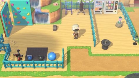 Acnh Gym Idea, Acnh Playground, Outside Gym, Bug Images, Animal Crossing Town, Cozy Games, Ac Ideas, Animal Crossing Guide, Geeky Girls