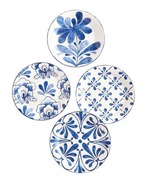 Summer Grill, White Salad, Santorini Blue, Diy Pottery Painting, Diy Air Dry Clay, Pottery Painting Designs, Keramik Design, Blue Pottery, Diy Pottery