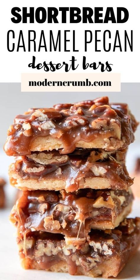 Caramel Pecan Desserts, Caramel Pecan Shortbread, Pecan Shortbread Bars, Pecan Bars Recipe, Finger Food Desserts, Bakery Aesthetic, Pecan Sauce, Pecan Shortbread Cookies, Pecan Shortbread