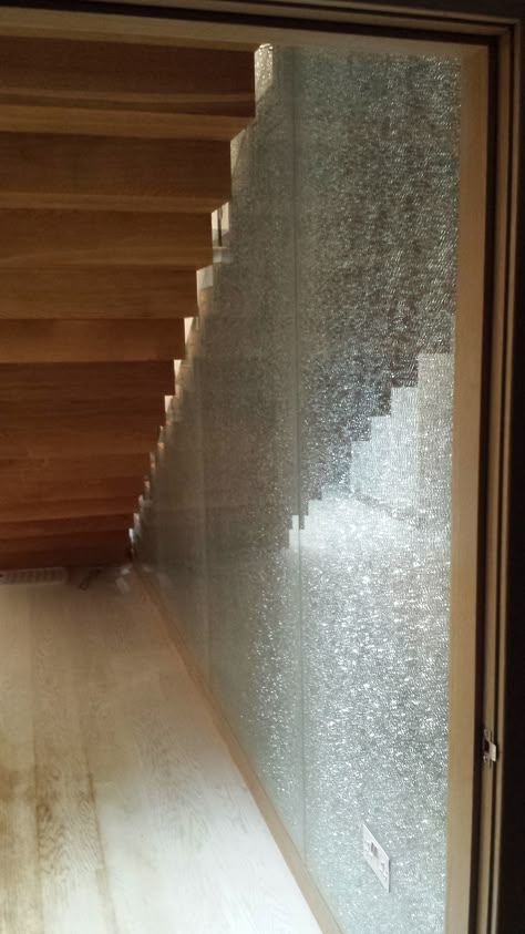 Cracked Glass Staircase, Glass Railing Stairs, Glass Stairs, Glass Staircase, Under The Stairs, Broken Mirror, Sushi Restaurant, Front Yards, Phase 4