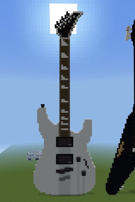 Minecraft Instruments, Minecraft Guitar, Dream Team, Electric Guitar, Minecraft, Guitar, Building, White, Quick Saves