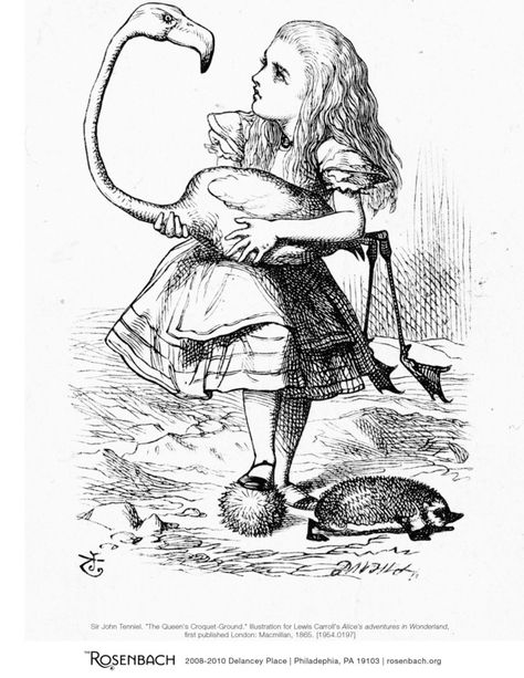 TONS of free printable coloring pages from top libraries   museums…but hurry! Alice In Wonderland Flamingo, Flamingo Illustration, Alice In Wonderland Illustrations, Ralph Steadman, Alice In Wonderland Book, John Tenniel, Cat Coloring Page, Graphic Tees Vintage, Art Et Illustration