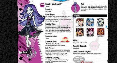 Monster High Spectra information Monster High Spectra Vondergeist, Monster High Spectra, Spectra Vondergeist, Monster H, Monster High School, Student Newspaper, Arte Monster High, Monster High Pictures, Monster High Party