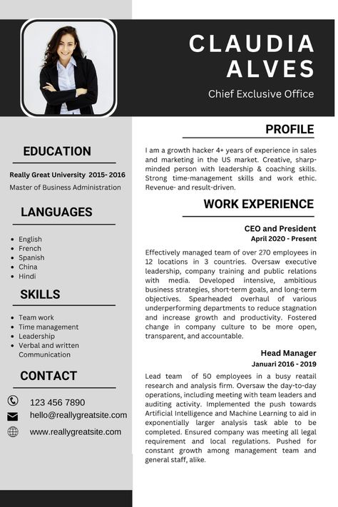 Top Resume, Cover Letter, LinkedIn Profile Optimization For Job Interviews Professional Cv Format For Job, Cool Resume Design, Cv Resume Sample, Cv Profile, Curriculum Vitae Examples, Curriculum Vitae Design, Cv Professional, Cv Design Professional, Writing A Cv