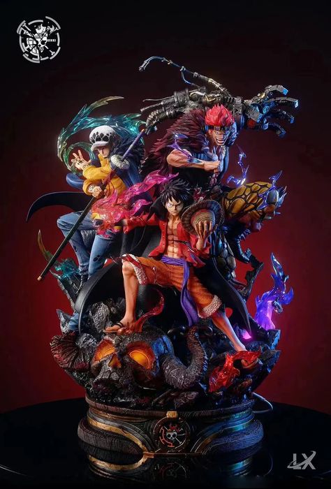 The Super Rookie Three Captain Monkey D. Luffy, Trafalgar D. Water Law & Eustass Kid with LED - ONE PIECE Resin Statue by LX-Studios is now in stock. This incredible collectible showcases the iconic Super Rookie captains with LED illumination, capturing their essence and power. A must-have for ONE PIECE fans, it's a stunning addition to any collection. Don't miss the opportunity to own this exceptional piece and bring the world of ONE PIECE to life in your display. Figurines One Piece, One Piece Action Figures, One Piece Figures Collection, One Piece Eustass Kid, Luffy Kid, One Piece Figures, Anime Resin, Anime Statues, One Piece Figure