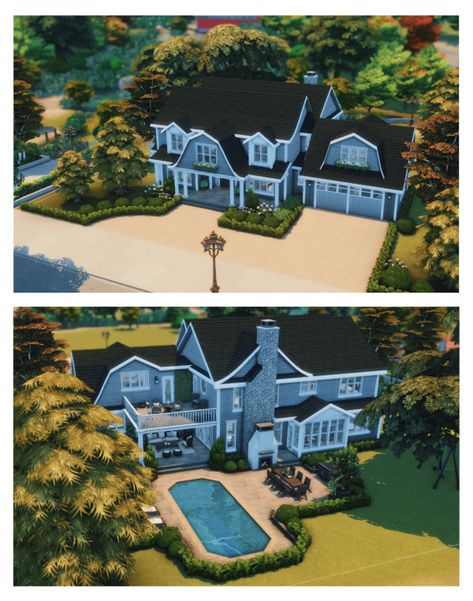 Newport Family House by Sooky88 - The Sims 4 Download - SimsFinds.com Sims 4 Builds, Sims 4 Houses Layout, Newport House, The Sims 4 Custom Content, The Sims 4 Lots, Sims 4 Family, Coastal Hamptons, Sims 4 House Plans, Sims 4 House Building