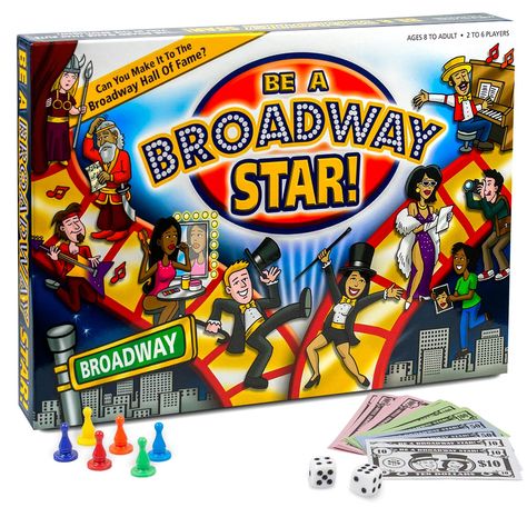 PRICES MAY VARY. Be A Broadway Star: This isn't one of your typical board games, this is the Broadway board game that puts you in the spotlight! Act, sing, and guess your way to success as you navigate the high stakes world of the Broadway theater! It's going to be a showstopper for sure, so break a leg! Fun for the Whole Family: Be A Broadway Star! is designed to be played by 2 to 6 players, from ages 8 and up. Whether you're a family of musical theater nerds or teaching a classroom of Broadway Christmas Gift Exchange Party, Trivia Board, Gift Exchange Party, Broadway Gifts, Broadway Costumes, Acting School, Pop Chart, Musical Gift, Cute Birthday Ideas