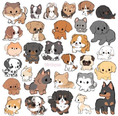 Dog Art Sketch, Sketches Dog, Chibi Dog, Dog Kawaii, Cute Dog Drawing, Cute Dogs Images, Puppy Drawing, Cute Easy Doodles, Kawaii Dog