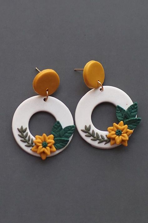 Women Handmade Polymer Earrings Polymer Clay Flower Jewelry, Polymer Clay Jewelry Tutorials, Earring Dangle, Clay Jewelry Diy, Craft Molds, Polymer Clay Flowers, Handmade Jewelry Designs, Molding Clay, Earring Patterns